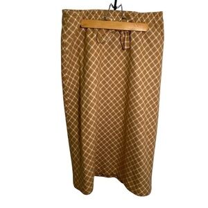 Vintage Summit Sportswear Company Women's Size 12 Midi Skirt Tan White Diamond